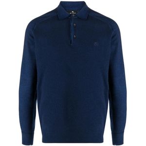 Etro, Tops, Heren, Blauw, M, Wol, Klassieke Polo