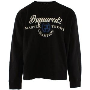 Dsquared2, Sweatshirts & Hoodies, Heren, Blauw, XL, Katoen, Crewneck Sweater Oversized Design