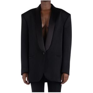 Magda Butrym, Jassen, Dames, Zwart, S, Zwarte Zijden Blazer