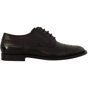 Dolce & Gabbana, Schoenen, Dames, Zwart, 39 EU, Leer, Zwarte Leren Wingtip Formele Schoenen