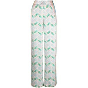 Casablanca, Broeken, Dames, Wit, XS, Satijn, Ping Pong Print Broek