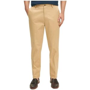 Brooks Brothers, Broeken, Heren, Beige, W32, Katoen, Slim Fit Stretch Cotton Advantage Chino`s