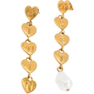 Twinset, Accessoires, Dames, Geel, ONE Size, Messing Hart Oorbel Hangers