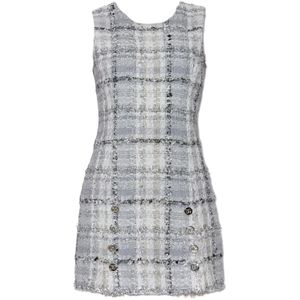Dolce & Gabbana, Kleedjes, Dames, Grijs, XS, Tweed, Mouwloze tweed jurk