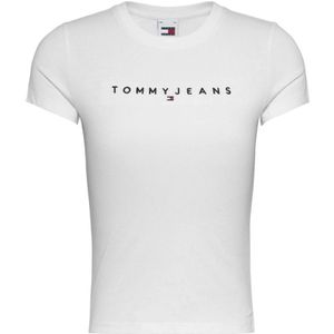 Tommy Hilfiger, Tops, Dames, Wit, S, Katoen, Wit T-shirt met geborduurd logo