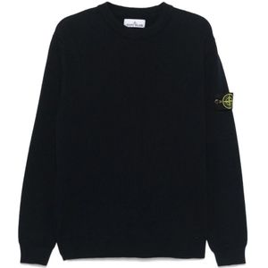 Stone Island, Truien, Heren, Blauw, M, Gebreide Jumper