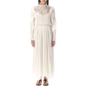 Isabel Marant, Kleedjes, Dames, Beige, S, Elegante Ivoor Kant Maxi Jurk