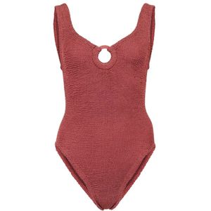 Hunza G, Badkleding, Dames, Bruin, ONE Size, Badpak uit één stuk met hoepeldetail