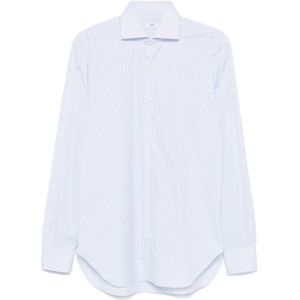 Barba, Overhemden, Heren, Blauw, XL, Katoen, Gestreept katoenen overhemd