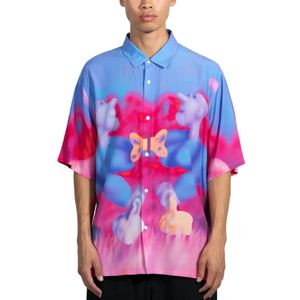 Pleasures, Overhemden, Heren, Roze, M, Polyester, Interactie Knoopsluiting Shirt Roze