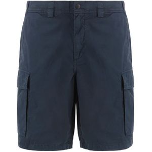 Woolrich, Korte broeken, Heren, Blauw, W33, Katoen, Katoenen Bermuda Shorts met achterzakken