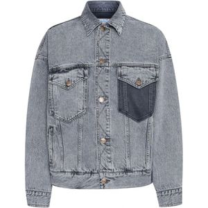 Ball, Jassen, Dames, Blauw, M, Denim, Casual Grey Denim Jack