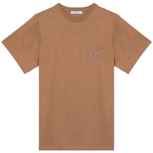 Max Mara, Tops, Dames, Bruin, S, Katoen, T-shirt met korte mouwen en ronde hals