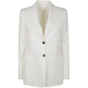 Max Mara, Jassen, Dames, Wit, S, Linnen, Linnen Blazer Jas