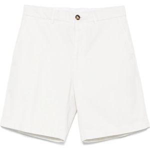 Brunello Cucinelli, Korte broeken, Heren, Wit, M, Katoen, Twisted Cotton Gabardine Shorts