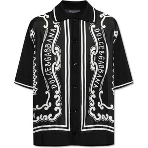 Dolce & Gabbana, Overhemden, Heren, Zwart, S, Kortemouwenshirt