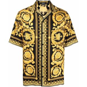 Versace, Overhemden, Heren, Veelkleurig, L, Barok Print Bowling Shirt