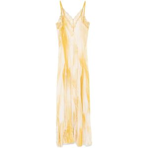 Elisabetta Franchi, Kleedjes, Dames, Oranje, M, Stijlvol Geel & Wit Jurk