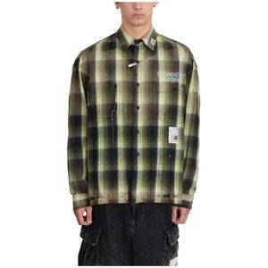 Mihara Yasuhiro, Overhemden, Heren, Veelkleurig, M, Vintage Geruite Lange Mouwen Shirt
