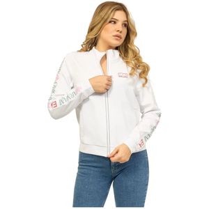 Emporio Armani Ea7, Sweatshirts & Hoodies, Dames, Wit, L, Sweatshirt met ritssluiting