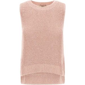 Herno, Truien, Dames, Roze, S, Katoen, Roze Mouwloze Jas met Geribbelde Randen