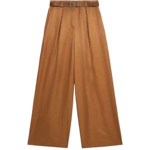 Oltre, Broeken, Dames, Bruin, 2Xl, Linnen, Palazzo-broek van linnenmix