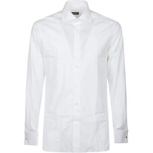 Ermenegildo Zegna, Overhemden, Heren, Wit, 4Xl, Katoen, Stretch Katoen Lange Mouwen Shirt