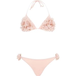 La Revêche, Badkleding, Dames, Roze, S, Leer, Kwarts Roze Bloemenapplicatie Bikini