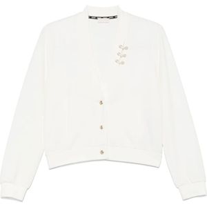Liu Jo, Sweatshirts & Hoodies, Dames, Wit, L, Polyester, Sweatshirt met knopen