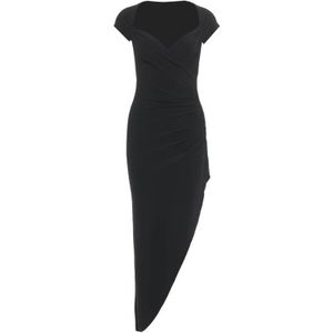 Norma Kamali, Kleedjes, Dames, Zwart, S, Midi Jurk