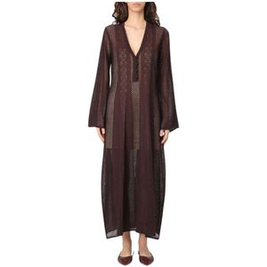 Twinset, Kleedjes, Dames, Bruin, S, Elegante Koffie Gebreide Maxi Jurk