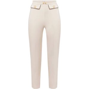 Elisabetta Franchi, Broeken, Dames, Beige, M, Cropped broek