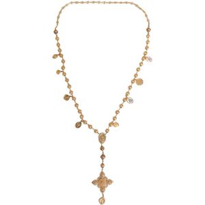 Dolce & Gabbana, Accessoires, Dames, Geel, ONE Size, Gouden Ketting Kralen Statement Halsketting