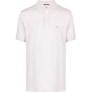 C.p. Company, Tops, Heren, Blauw, XL, Katoen, Polo shirt met geborduurd logo
