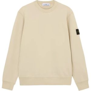 Stone Island, Sweatshirts & Hoodies, Heren, Beige, S, Katoen, Cotton Fleece Crewneck Sweatshirt