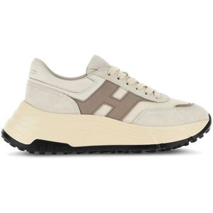 Hogan, Schoenen, Dames, Beige, 40 EU, Beige Sneakers met Stijlvolle Logodetails