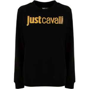 Just Cavalli, Sweatshirts & Hoodies, Dames, Zwart, S, Katoen, Gezellig Stijlvolle Hoodie Vrouwen Sweatshirt