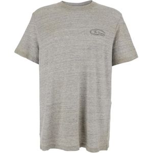 Golden Goose, Tops, Heren, Grijs, M, Katoen, Grijze Katoenen T-shirt met Print voor en achter