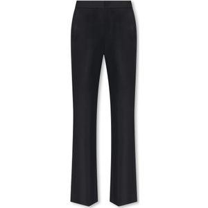 Givenchy, Broeken, Dames, Zwart, S, Wol, Wide-Leg Pleat-Front Broek