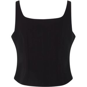 Tom Ford, Tops, Dames, Zwart, XS, Zwarte Stretch Viscose Top met Wijde Halslijn en Rits aan de Voorkant