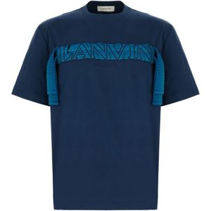 Lanvin, Tops, Heren, Blauw, XL, Katoen, Casual Katoenen T-Shirt