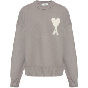 Ami Paris, Truien, Heren, Grijs, 3Xl, Wol, Sweatshirt met logo