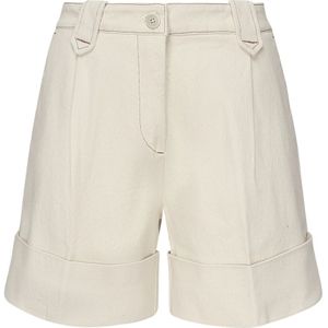 Fay, Korte broeken, Dames, Beige, W28, Hoge taille Cream Shorts met wijde pijpen
