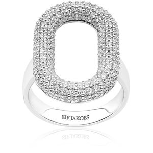 Sif Jakobs Jewellery, Accessoires, Dames, Grijs, 56 MM, Capri Ring met Witte Zirkonia