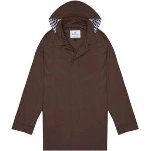 Aquascutum, Mantels, Heren, Bruin, S, Polyester, Lichte Hooded Trenchcoat