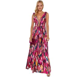 Simkhai, Kleedjes, Dames, Roze, L, Polyester, Kleurrijke Ostara Jurk met Bloemenprint