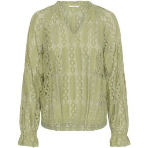 Cream, Blouses & Shirts, Dames, Groen, 2Xl, V-Hals Kant Blouse Thee