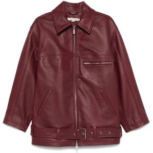 Remain Birger Christensen, Jassen, Dames, Rood, XS, Rode Rits-Front Geriemde Buitenkleding Jas