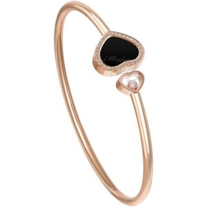 Chopard, Accessoires, Dames, Geel, ONE Size, Happy Hearts Roségouden Onyx Diamanten Armband