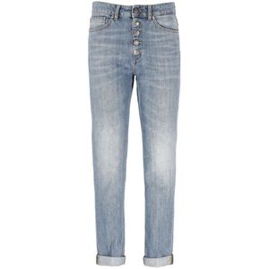 Dondup, Jeans, Dames, Blauw, W25, Katoen, Katoenen Jeans met Juweelknopen